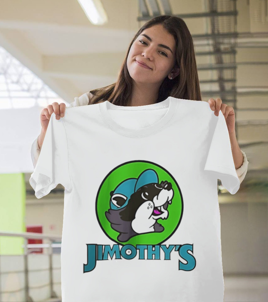 Jimothy's Cartoon Hat Character In Green Circle T-Shirt