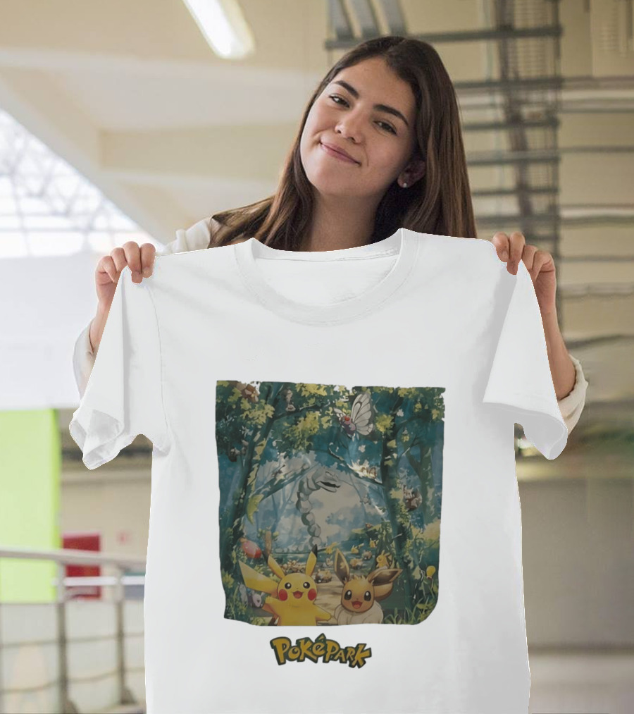 Pikachu Eevee PokéPark Kanto Forest Onix Butterfree Scene T-Shirt