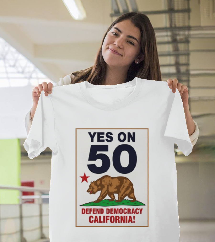 Yes On Prop 50 Defend Democracy California Bear Star T-Shirt