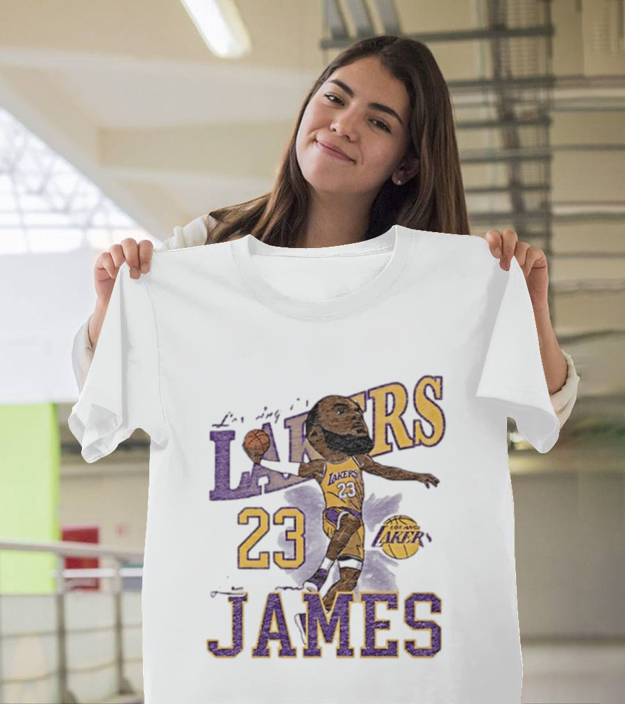 Los Angeles Lakers Lebron James 23 Basketball Caricature Player T-Shirt