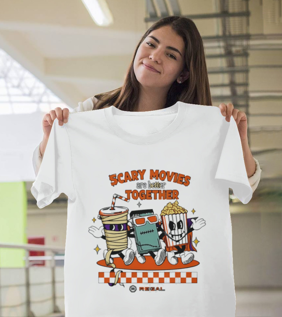 Scary Movies Are Better Together Halloween Snack Monsters Regal T-Shirt