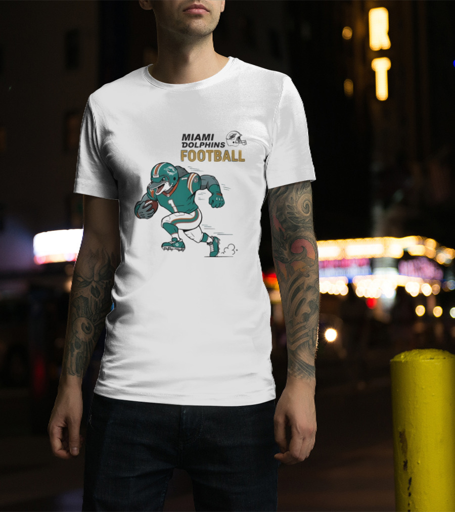 Miami Dolphins Aqua Rush Football Helmet Player T-Shirt