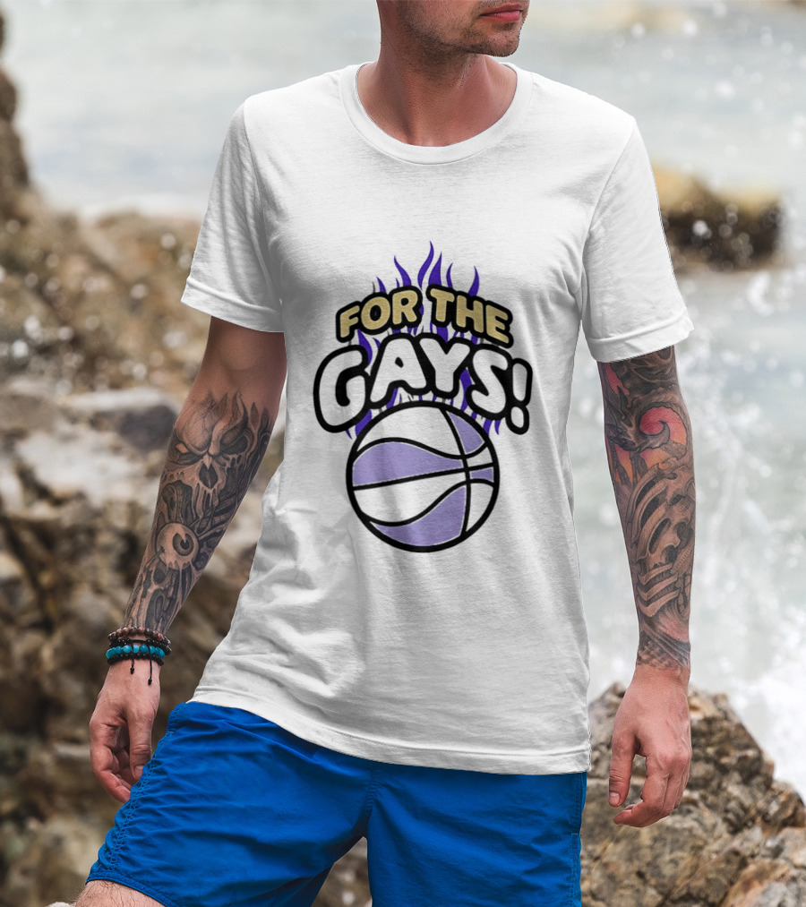 For The Gays Basketball Pride Equality With Flaming Basketball T-Shirt