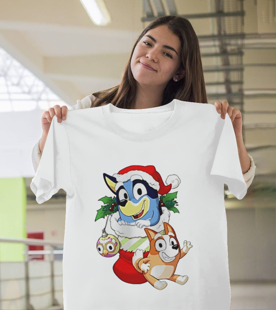 Bluey Christmas Stocking Stuffer Pups Bingo Holiday T-Shirt