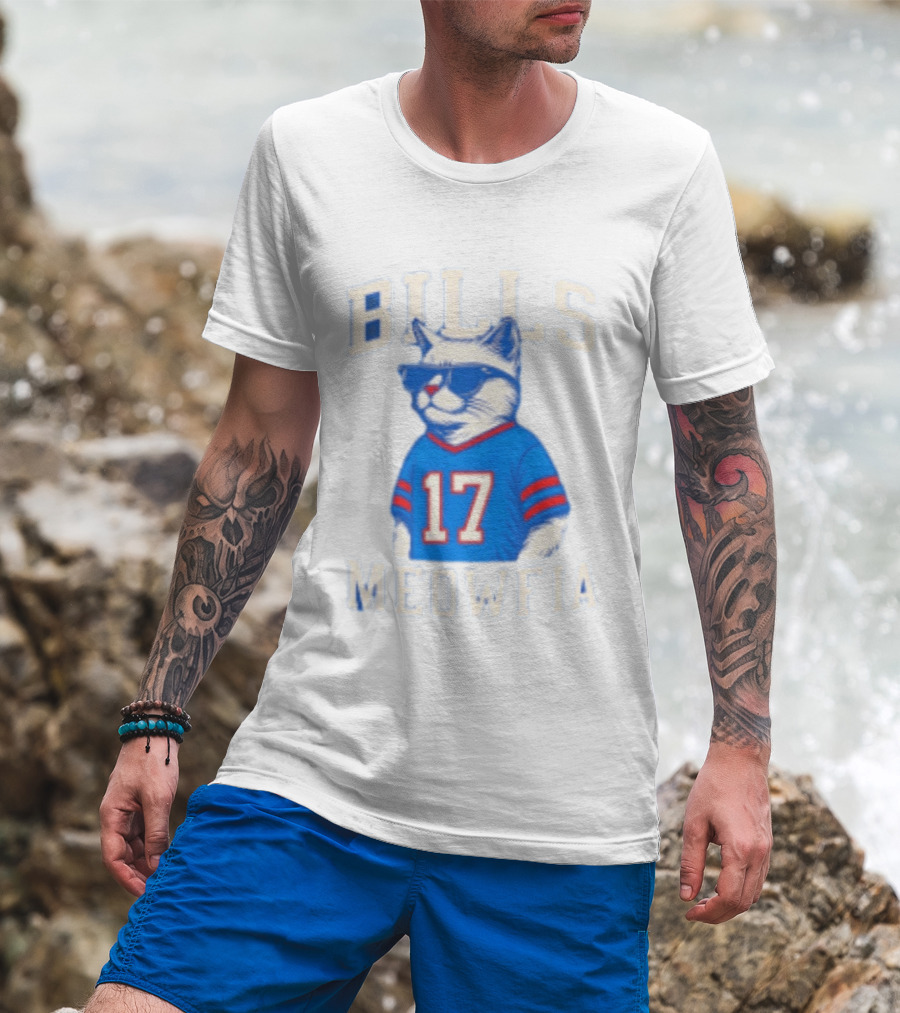 Bills Meowfia Cat 17 Jersey Buffalo Fan Football Sports T-Shirt