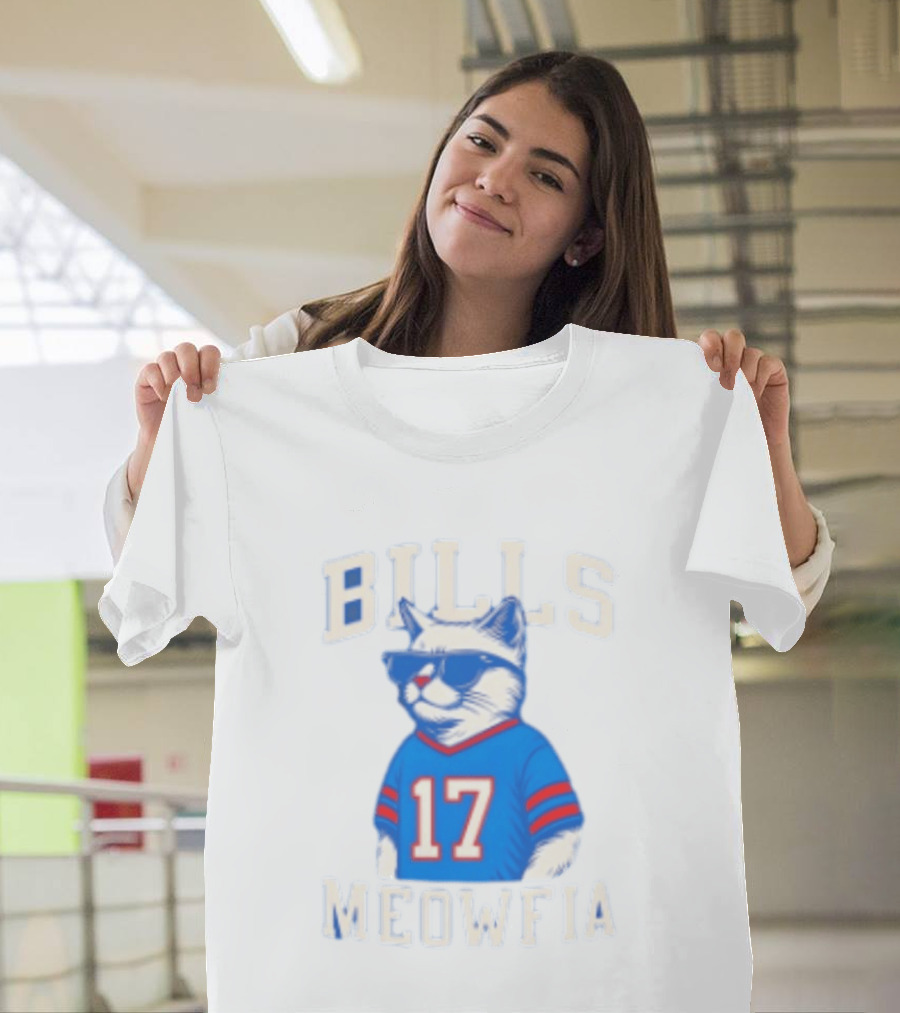 Bills Meowfia Cat 17 Jersey Buffalo Fan Football Sports T-Shirt