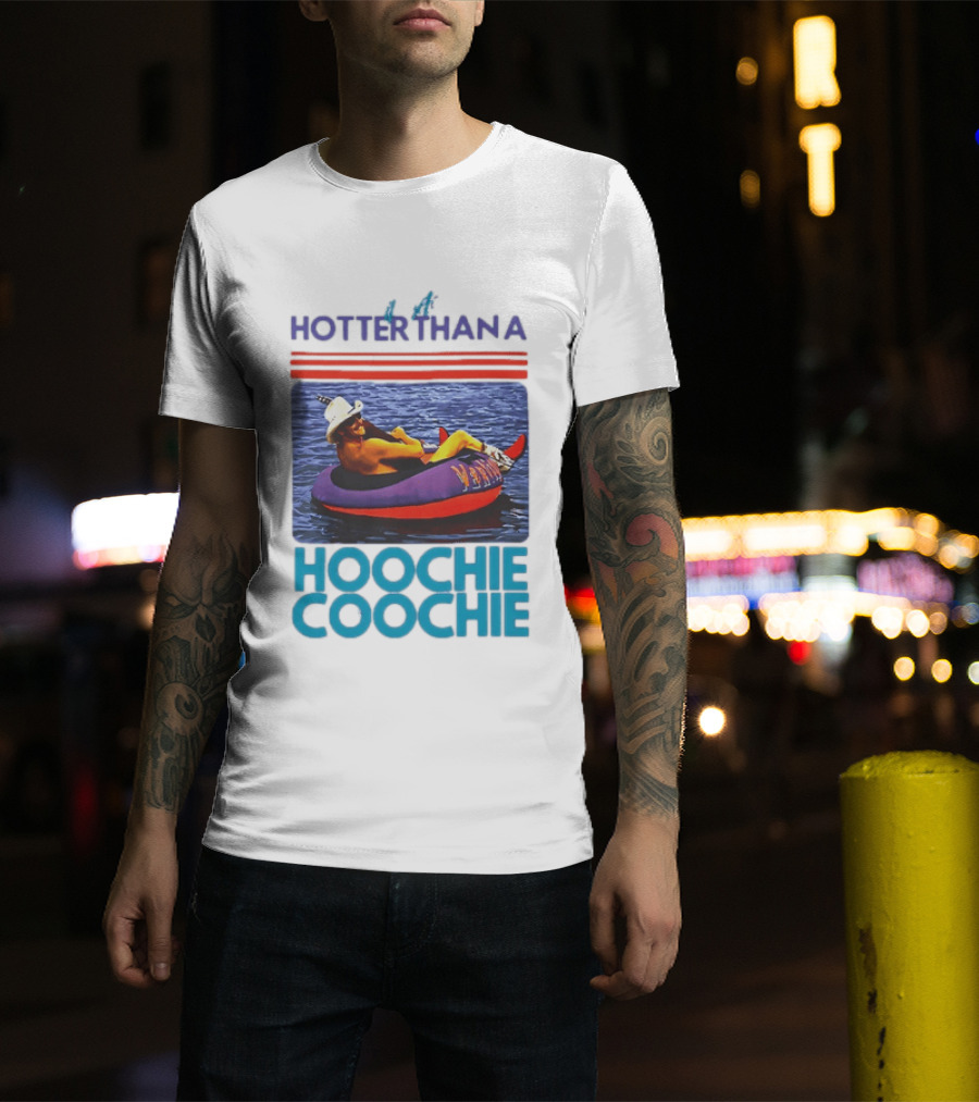 Hotter Than A Hoochie Coochie Lake Float Cowboy Hat T-Shirt