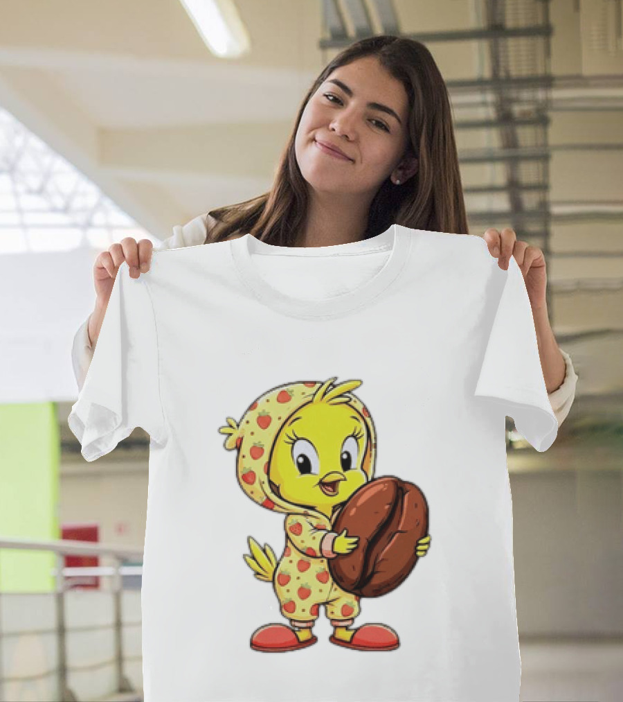 Tweety Coffee I Haven't Lost My Mind Half Of It Just Wandered Off Pajamas With Strawberry Onesie And Coffee Bean T-Shirt