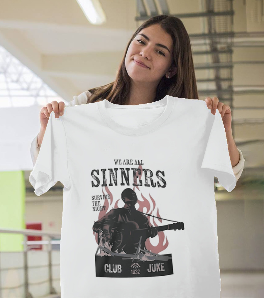 We Are All Sinners Survive The Night Club 1932 Juke Flames Guitar T-Shirt