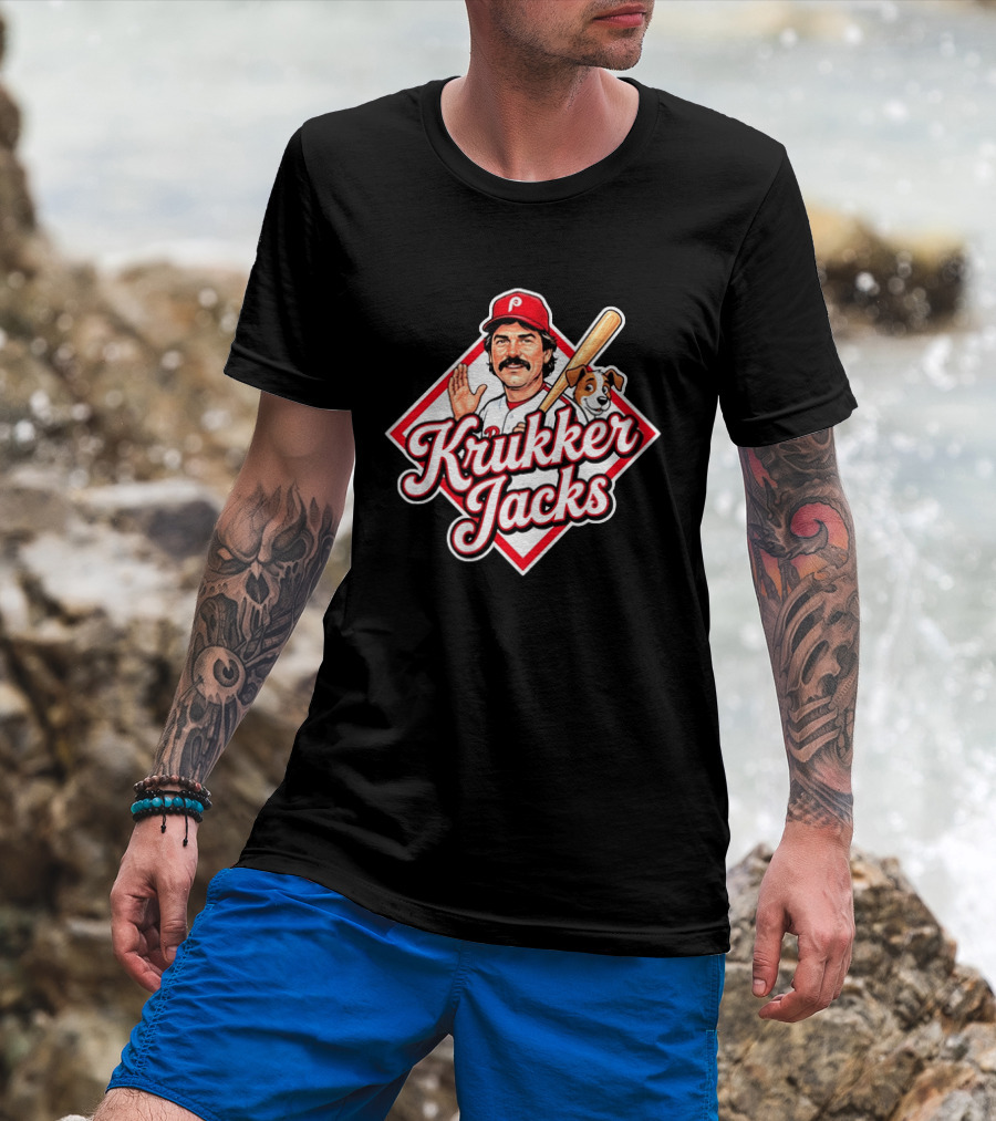 Krukker Jacks Philadelphia Phillies Baseball Player With Dog T-Shirt
