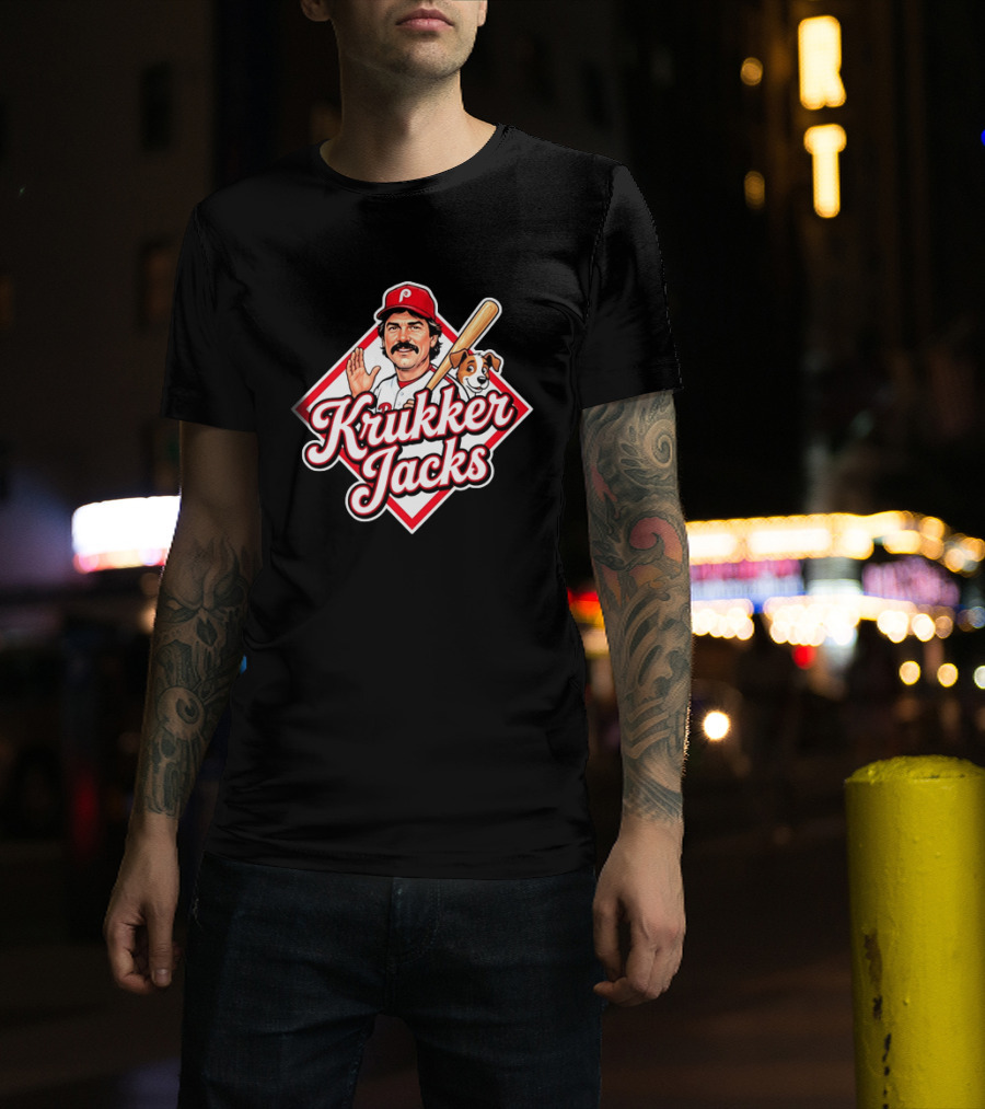 Krukker Jacks Philadelphia Phillies Baseball Player With Dog T-Shirt
