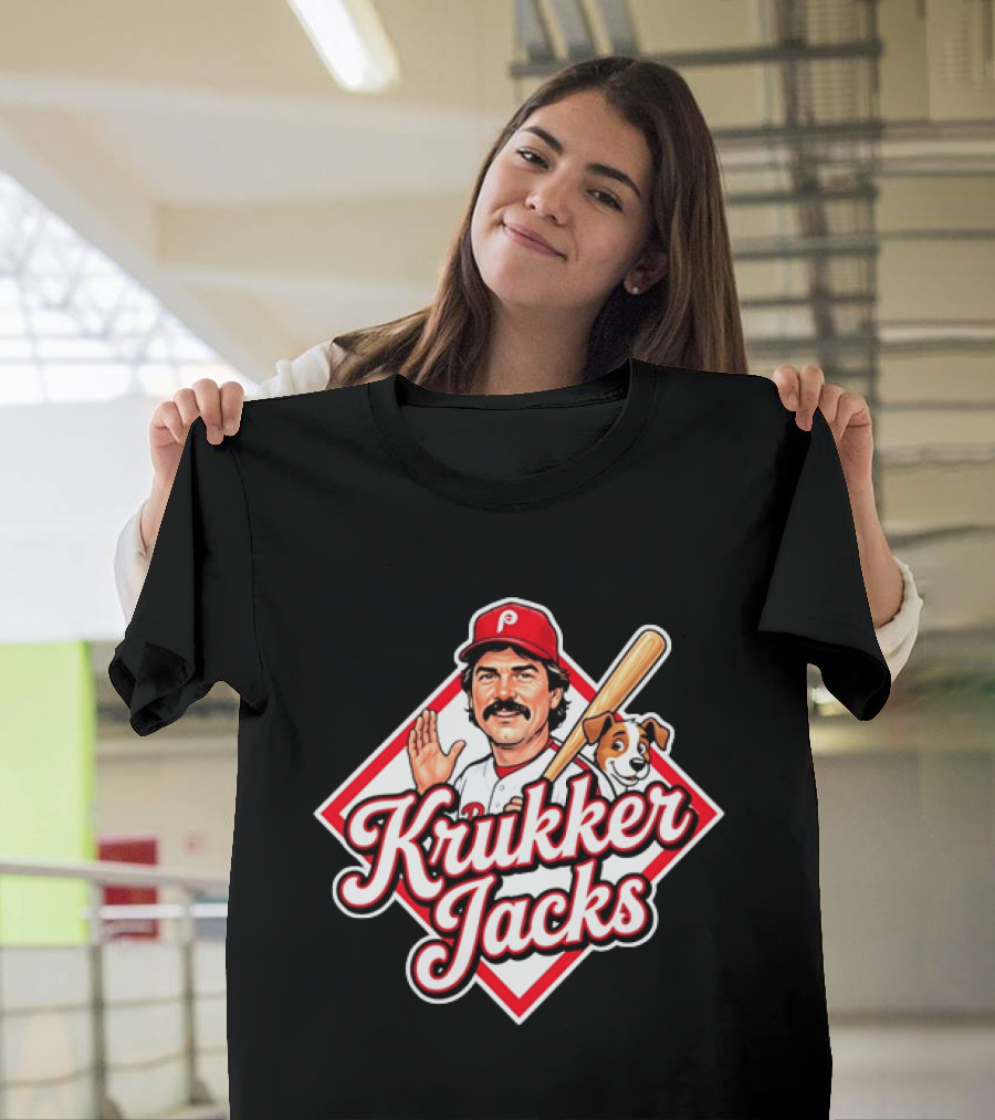 Krukker Jacks Philadelphia Phillies Baseball Player With Dog T-Shirt