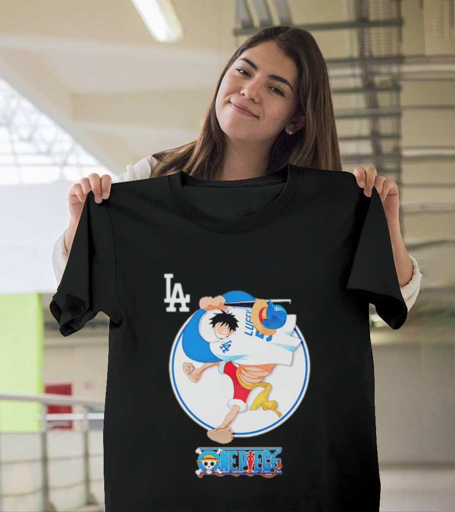 Los Angeles Dodgers Monkey D Luffy One Piece Crossover MLB Collaboration T-Shirt