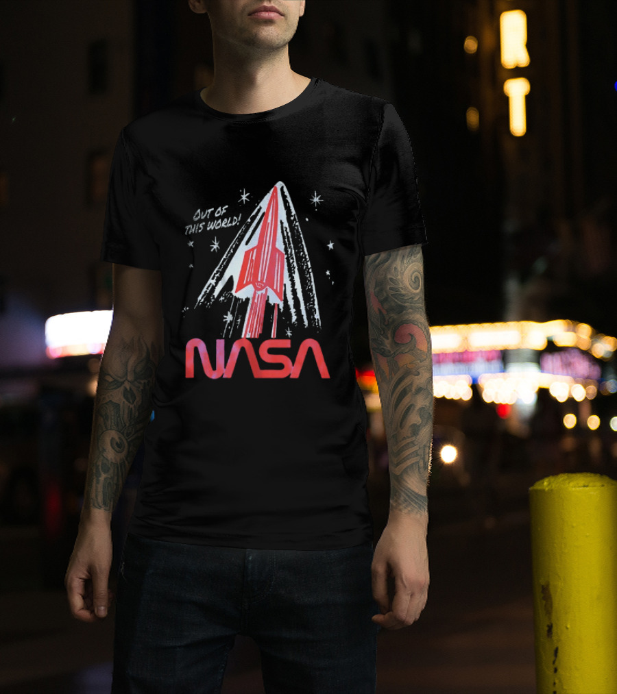 NASA Out Of This World Distressed Rocket Vintage Space Travel T-Shirt