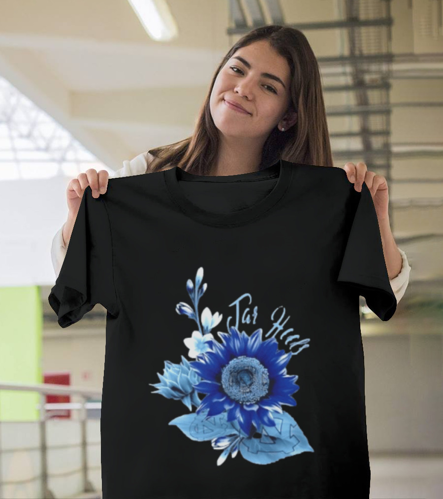North Carolina Tar Heels Sunflower Floral Football T-Shirt
