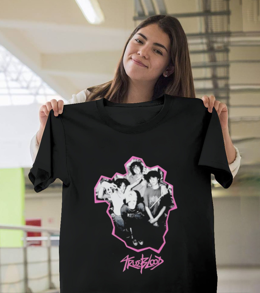 Trueblood Band Vintage Black And White Group Photo With Pink T-Shirt