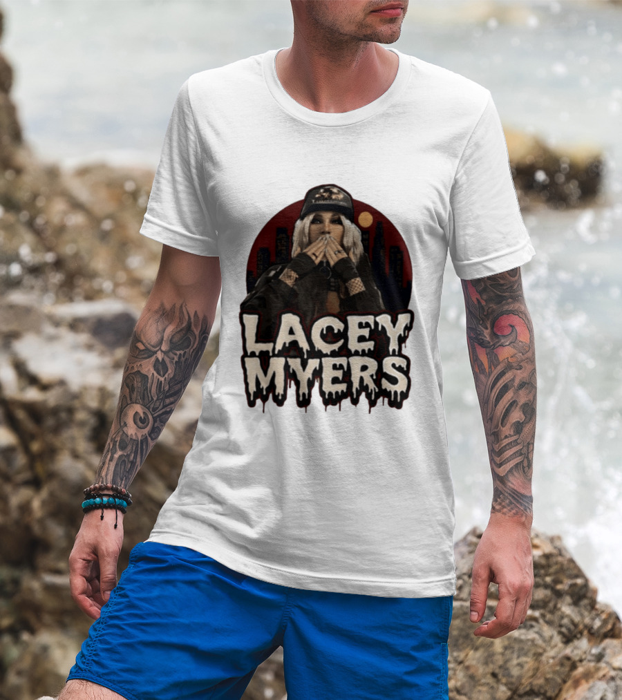 Lacey Myers City Skyline Red Moon Horror T-Shirt