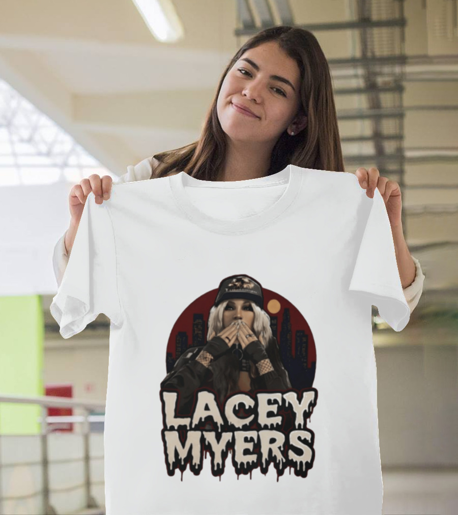 Lacey Myers City Skyline Red Moon Horror T-Shirt