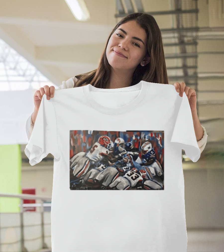Georgia Bulldogs Auburn Tigers College Football Rivalry Game Day Action T-Shirt