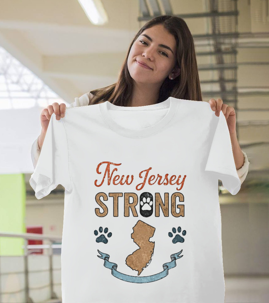 New Jersey Strong Standwithoscar Paw Print State Pride T-Shirt