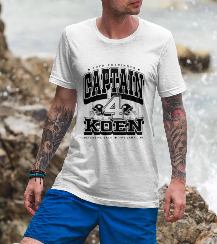 Koen Entringer Captain 4 Iowa Hawkeyes Defensive Back Ypsilanti MI T-Shirt
