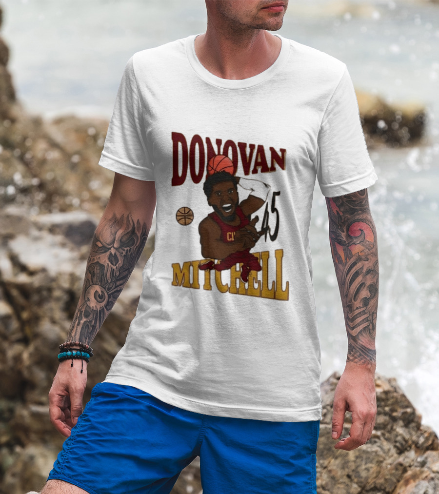 Donovan Mitchell Cleveland Cavaliers Basketball Number 45 Dunking T-Shirt