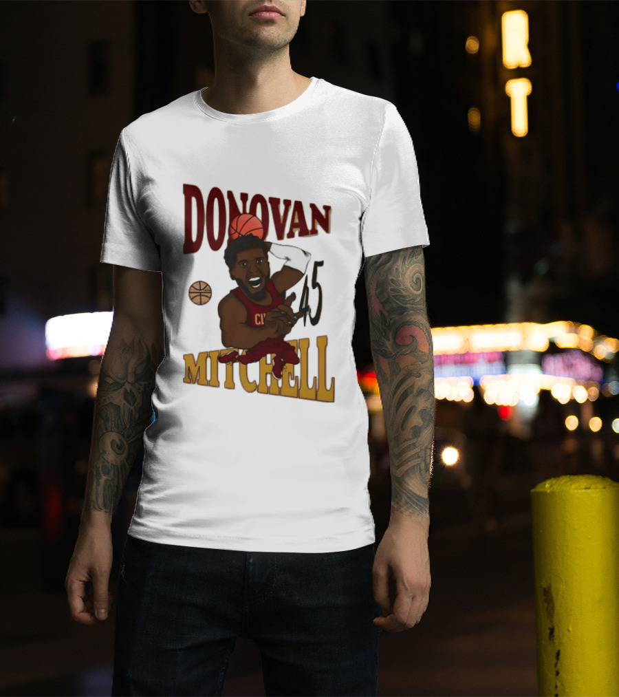 Donovan Mitchell Cleveland Cavaliers Basketball Number 45 Dunking T-Shirt