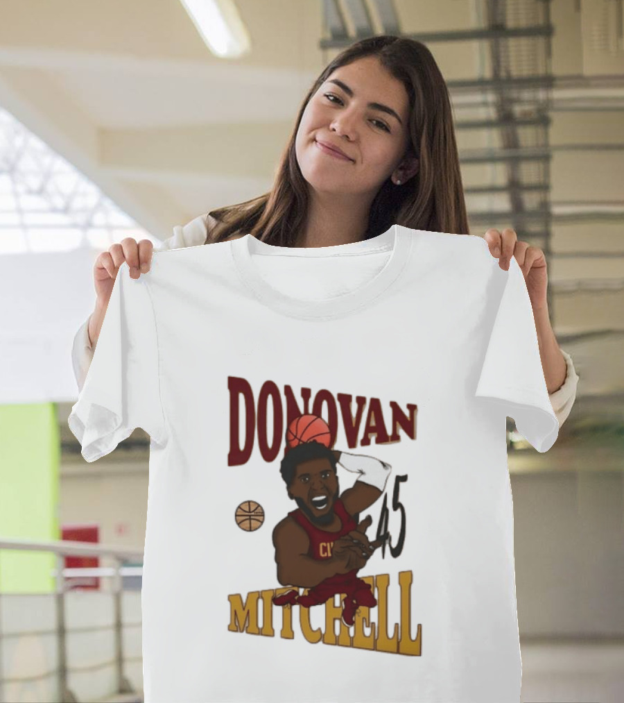 Donovan Mitchell Cleveland Cavaliers Basketball Number 45 Dunking T-Shirt