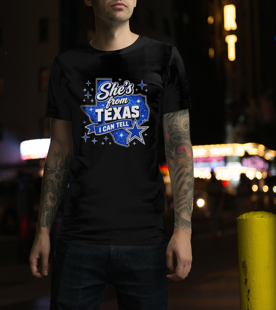 She's From Texas I Can Tell Star Blue Texas T-Shirt