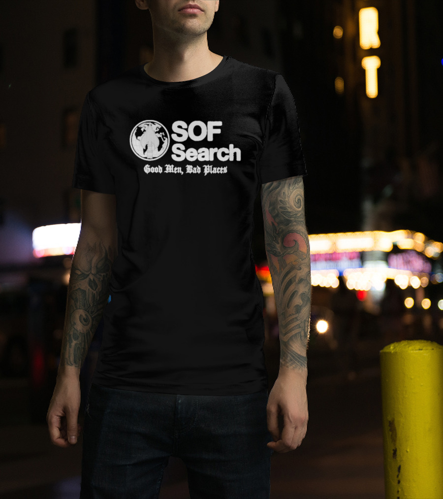 SOF Search Good Men Bad Places Spade World Map T-Shirt
