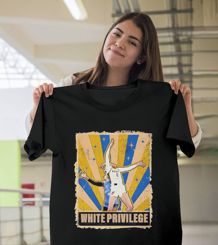 White Privilege Basketball Collision Moment Blue Yellow Starburst T-Shirt