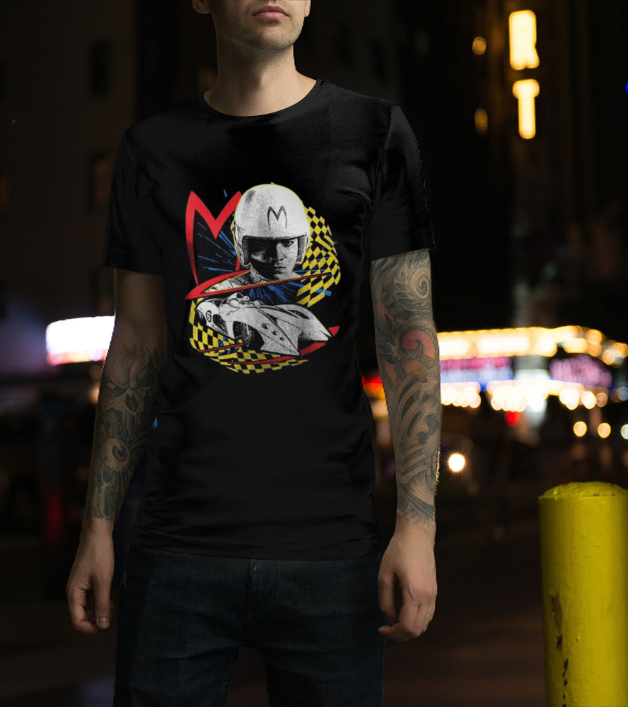 World Racing League WRL Speed Racer Mach 5 Checkered Flag Racing T-Shirt
