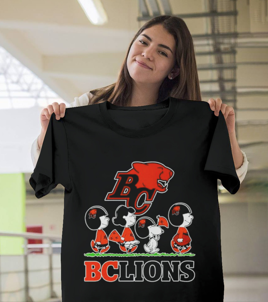 Peanuts Characters Collaboration With BC Lions CFL Team T-Shirt