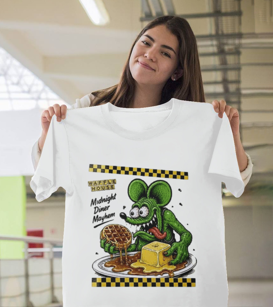 Rat Fink Waffle House Midnight Diner Mayhem Stay Golden T-Shirt