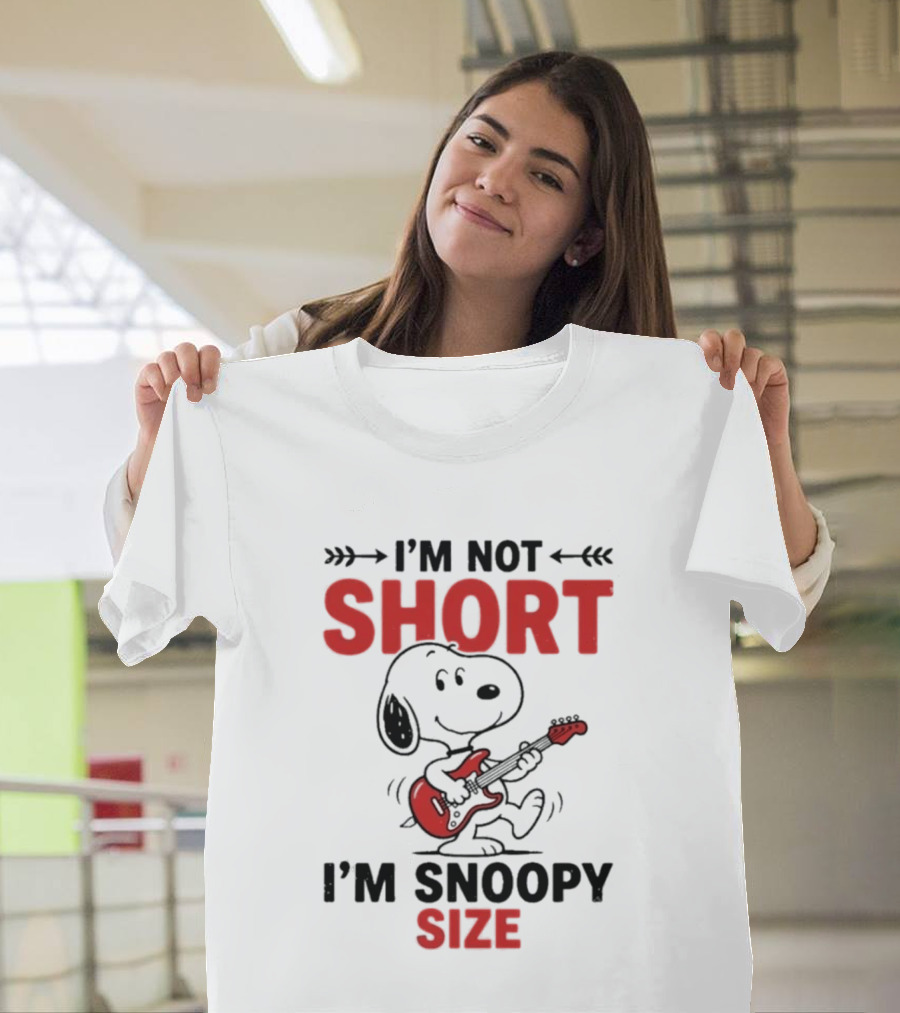 Snoopy Beagle Cartoon I'm Not Short I'm Snoopy Size Guitar Music T-Shirt