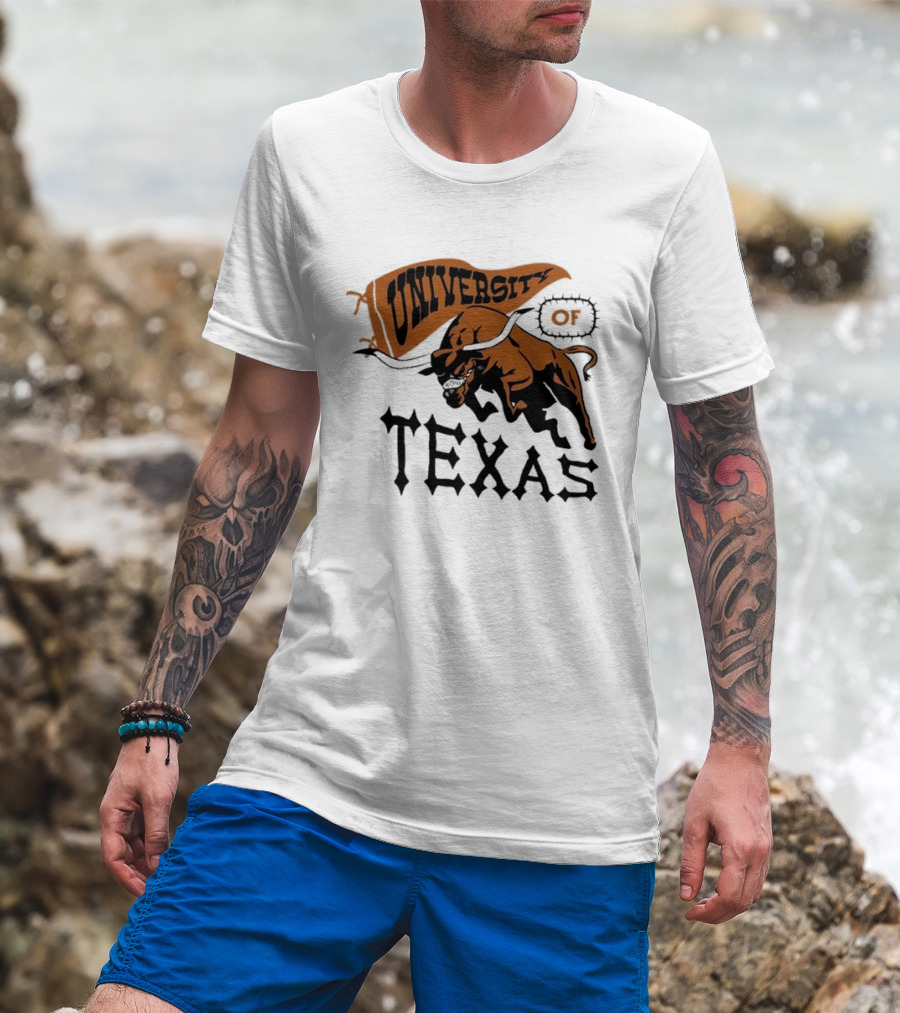 University Of Texas Longhorns Bull Mascot Banner T-Shirt