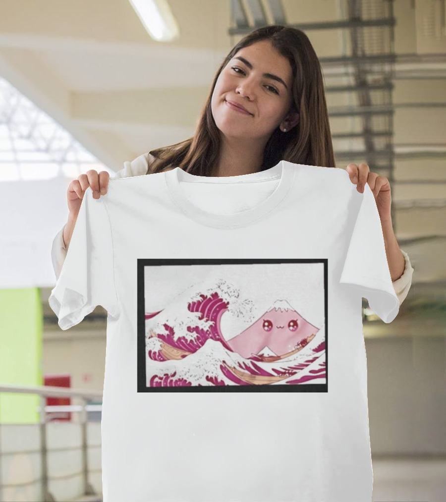 Kawaii Great Wave Pink Mountain Anime T-Shirt