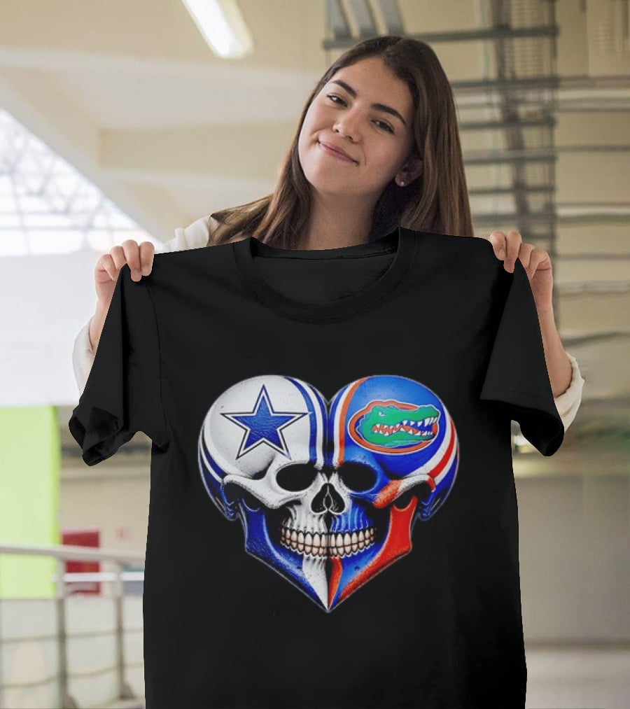 Dallas Cowboys Florida Gators Heart Skull T-Shirt