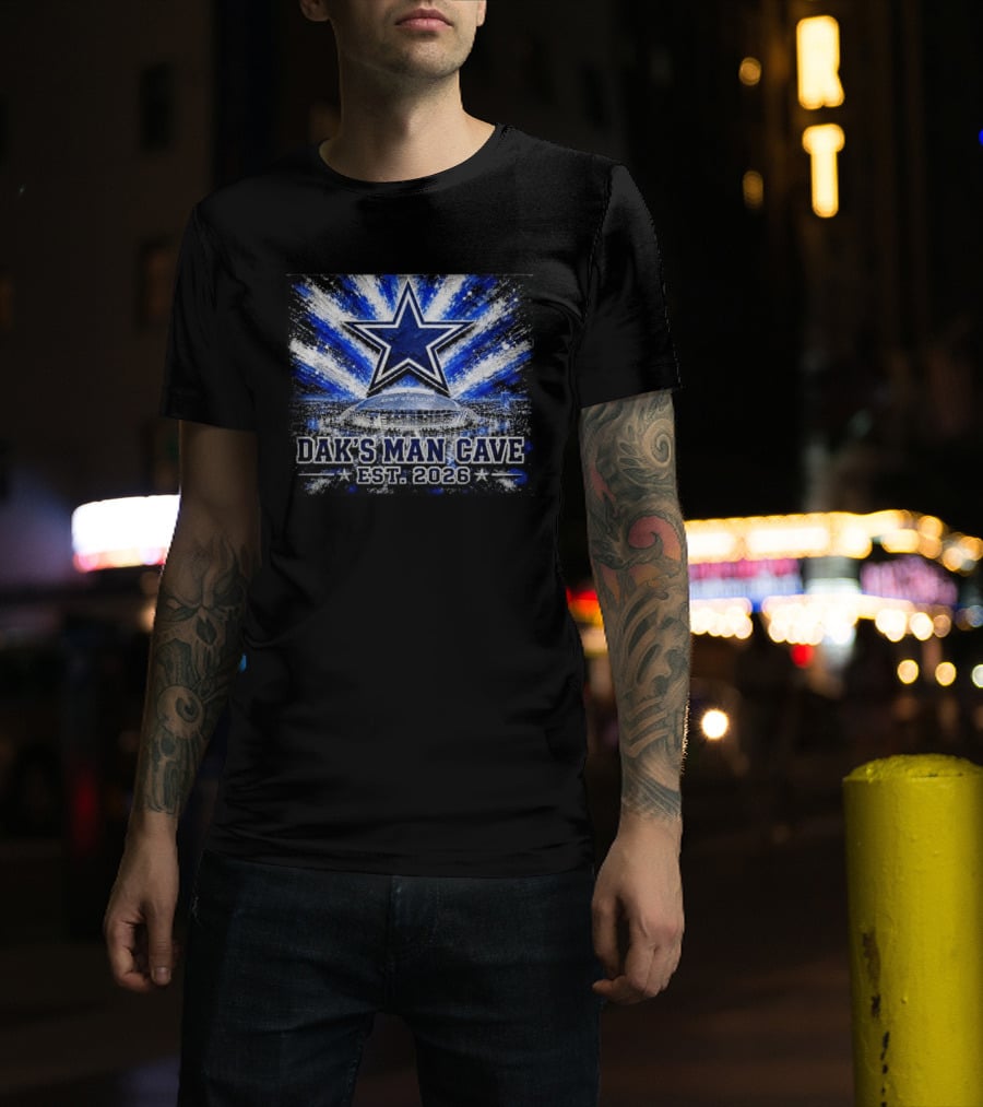 Dallas Cowboys AT&T Stadium Dak's Man Cave Established 2026 Starburst T-Shirt
