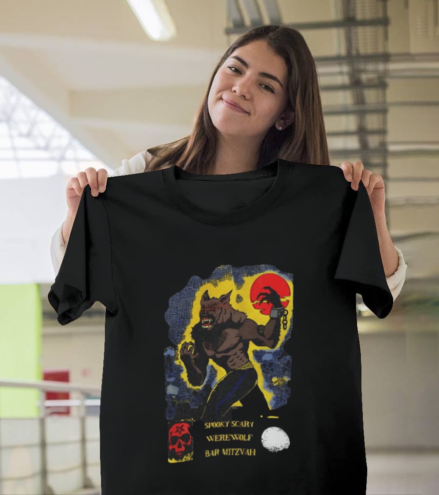 Spooky Scary Werewolf Bar Mitzvah Moonlight Night Zaidi.com T-Shirt
