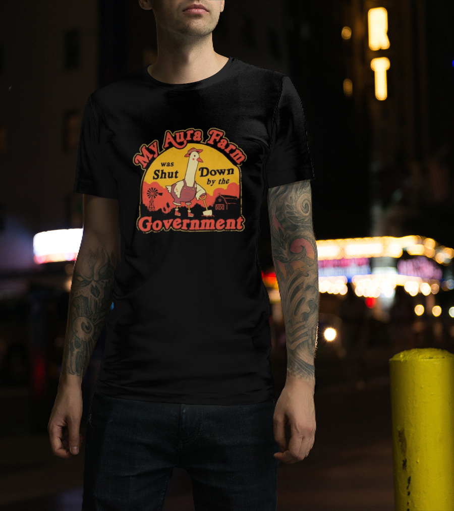 My Aura Farm Was Shut Down By The Government Goose Vintage Farmyard Scene T-Shirt
