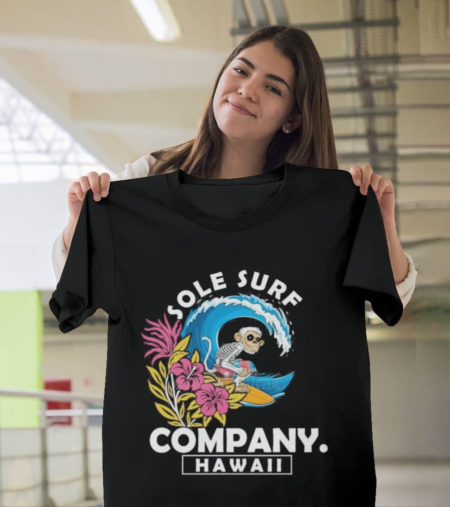 Sole Surf Company Hawaii Monkey Wave Flower Surfing T-Shirt