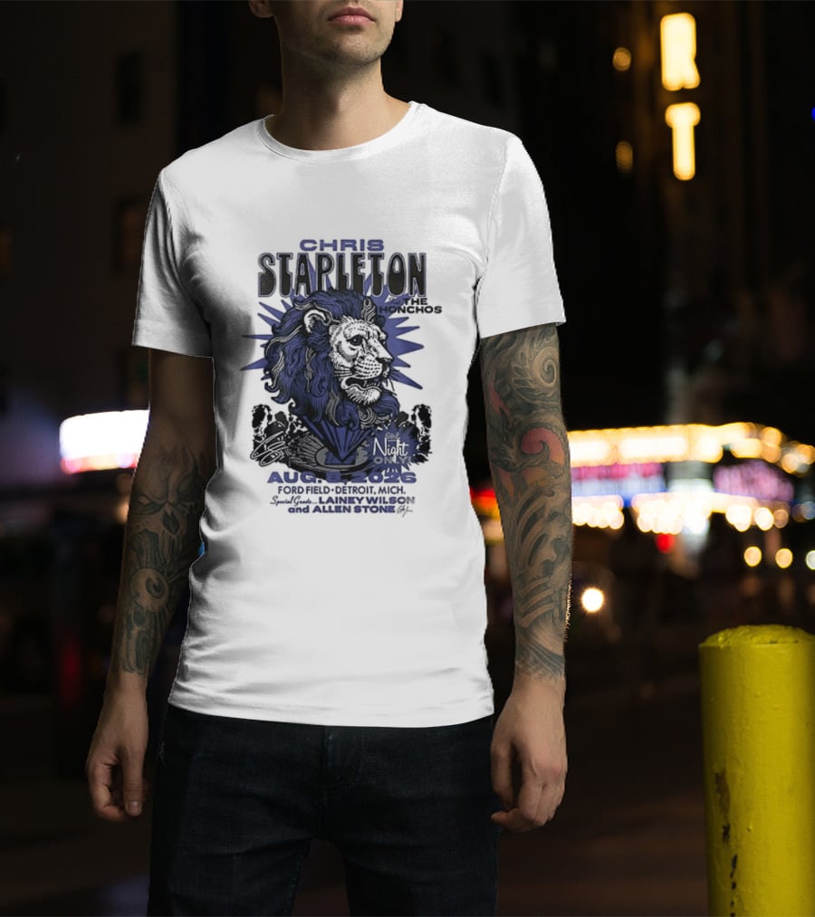 Chris Stapleton Detroit Lions August 2023 Ft The Honchos One Night Only T-Shirt