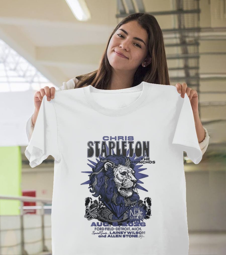 Chris Stapleton Detroit Lions August 2023 Ft The Honchos One Night Only T-Shirt
