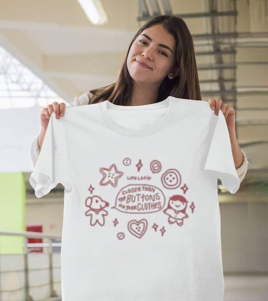 Lyn Lapid Store Buttons Colorful Stars Hearts And Mushroom T-Shirt