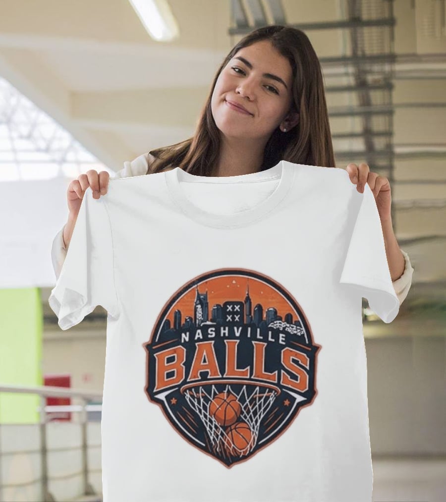 Nashville Balls Basketball Skyline Orange And Black T-Shirt