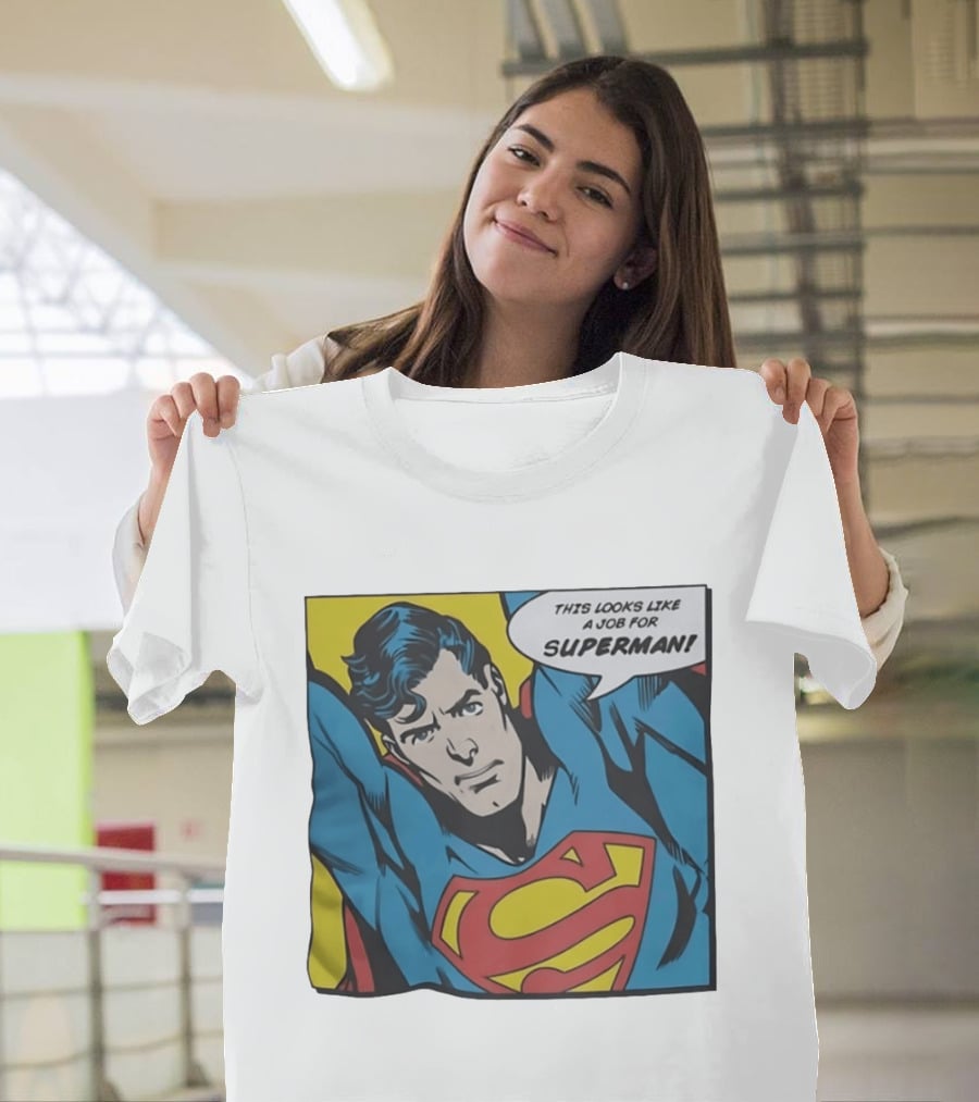 This Looks Like A Job For Superman Comic Panel Classic Superman Heroic Pose T-Shirt