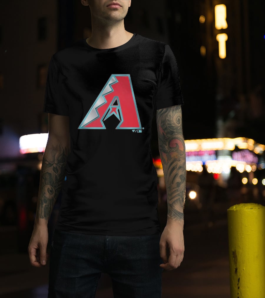 Arizona Diamondbacks Women's Metallic A Logo Red And Silver T-Shirt