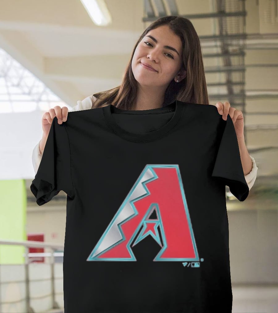 Arizona Diamondbacks Women's Metallic A Logo Red And Silver T-Shirt