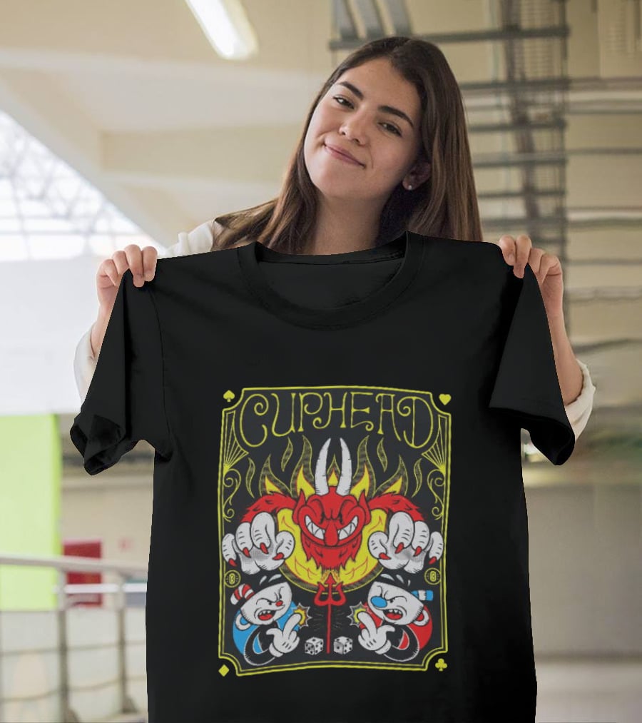 Cuphead Chogrin Devil Flames Dice Devil Characters T-Shirt